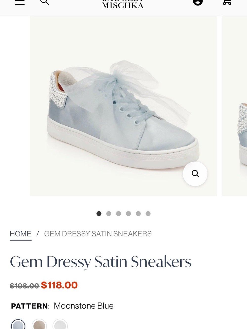 Badgley Mischka Moonstone Blue Satin Gem Dressy Sneakers